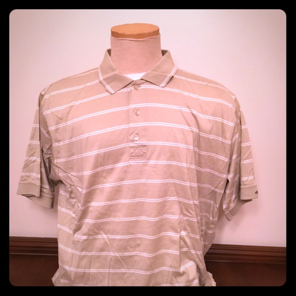 Men’s Beige Striped Greg Norman polo shirt size L